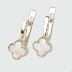 Срібні сережки з конюшиною та золотими пластинами