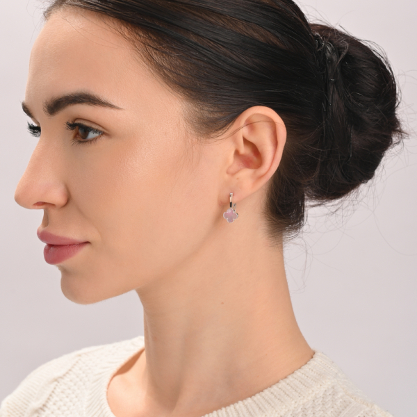 Серебряные серьги с клевером и золотыми пластинами