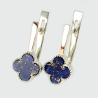 Серебряные серьги с клевером и золотыми пластинами