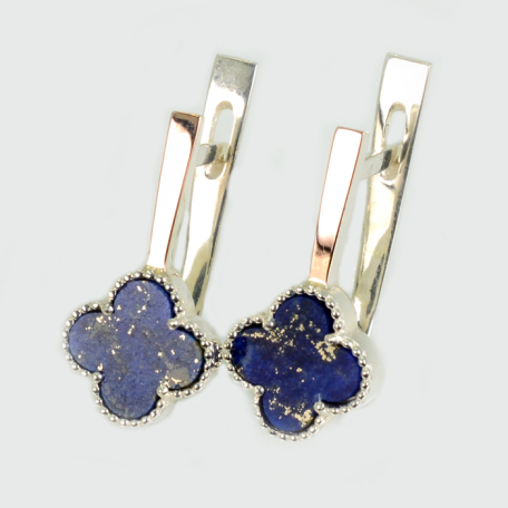 Серебряные серьги с клевером и золотыми пластинами