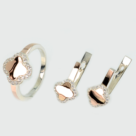 Срібний набір з золотими пластинами