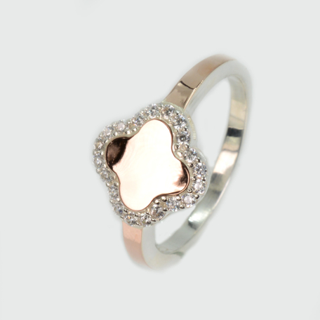 Срібна каблучка з золотими вставками