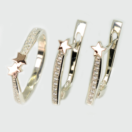 Серебряный набор с золотими пластинами