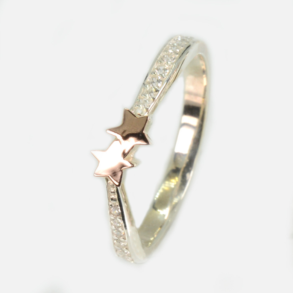 Срібна каблучка з золотими вставками