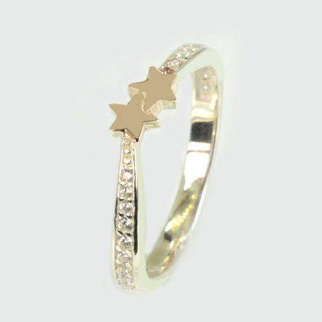 Серебряное кольцо с золотыми вставками