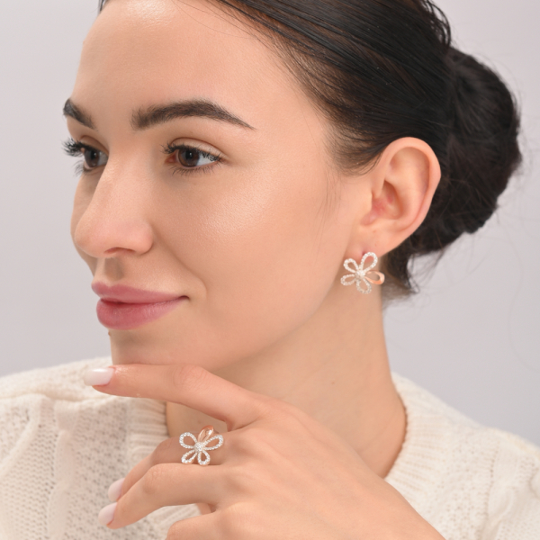 Серебряный набор с золотими пластинами