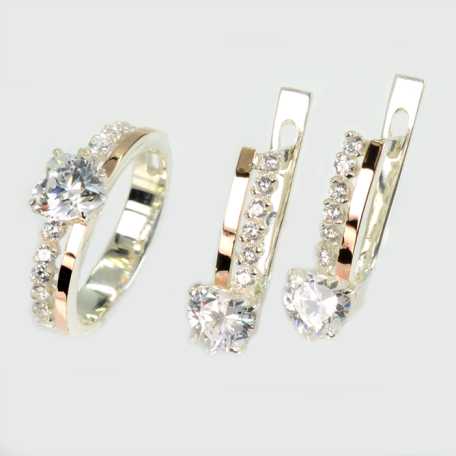 Серебряный набор с золотими пластинами