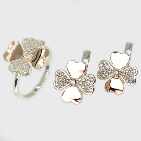 Срібний набір з золотими пластинами