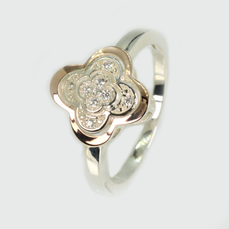 Серебряное кольцо с золотыми вставками