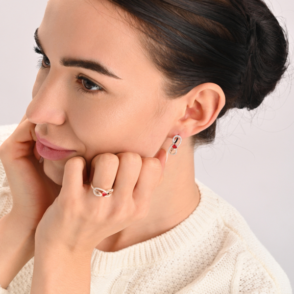 Серебряный набор с золотими пластинами "MOM"