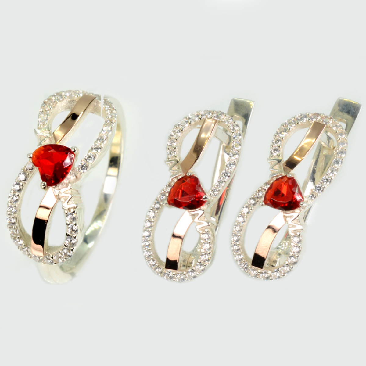 Серебряный набор с золотими пластинами "MOM"