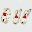 Серебряный набор с золотими пластинами "MOM"