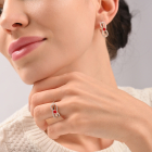 Серебряное кольцо с золотыми вставками "MOM"