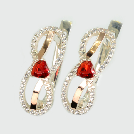 Серебряные серьги с золотыми пластинами "MOM"