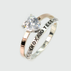 Срібна каблучка з золотими вставками "Кохаю тебе"