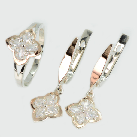 Серебряный набор с золотими пластинами