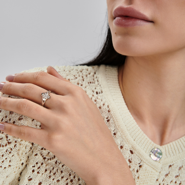 Срібна каблучка з золотими вставками