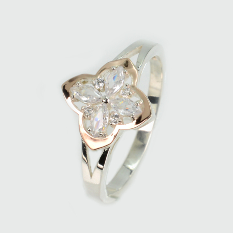 Срібна каблучка з золотими вставками