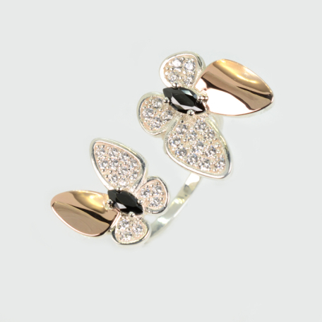 Срібна каблучка з золотими вставками