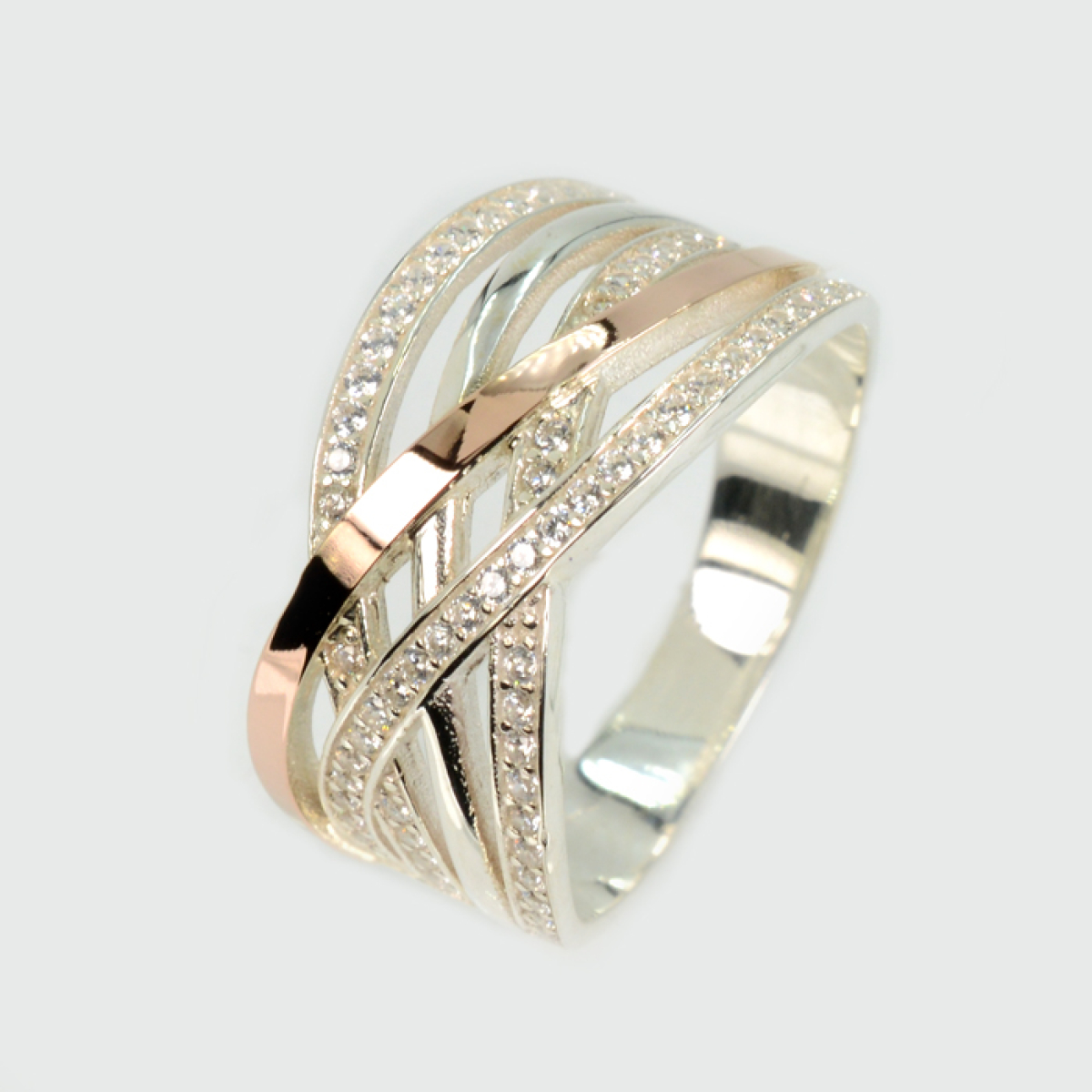 Срібна каблучка з золотими вставками