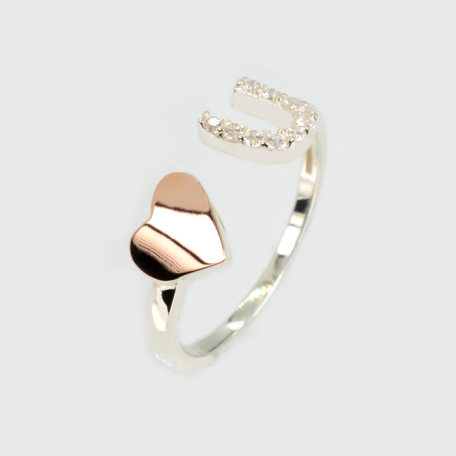 Срібна каблучка з золотими вставками