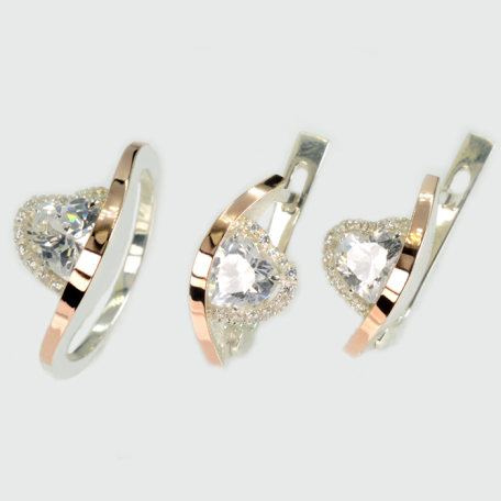 Серебряный набор с золотими пластинами