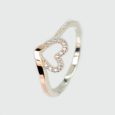 Срібна каблучка з золотими вставками