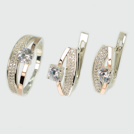 Срібний набір з золотими пластинами