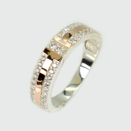 Срібна каблучка з золотими вставками