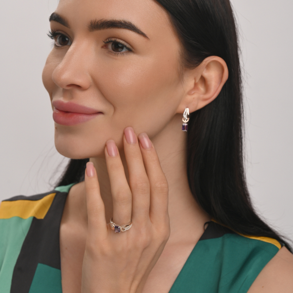 Срібні сережки з золотими пластинами