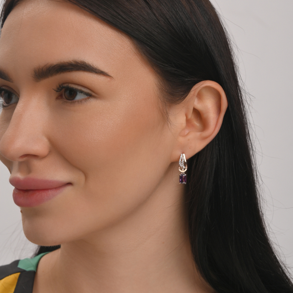 Срібні сережки з золотими пластинами