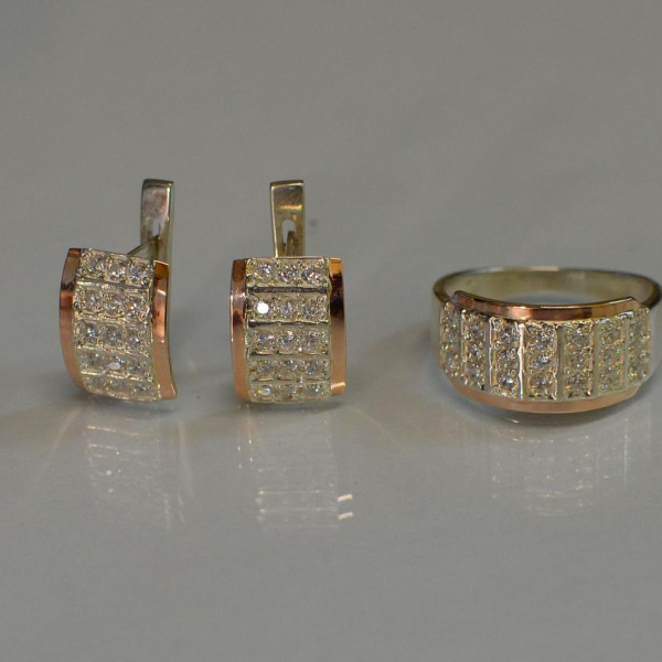 Срібний комплект з напайками з золота