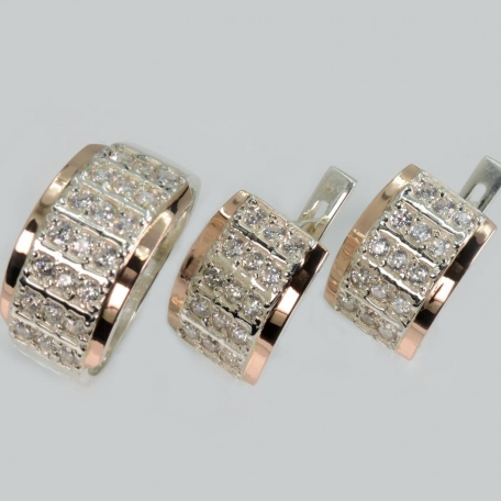 Срібний комплект з напайками з золота