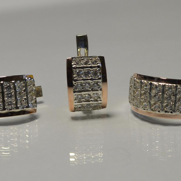 Срібний комплект з напайками з золота