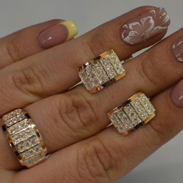 Срібний комплект з напайками з золота