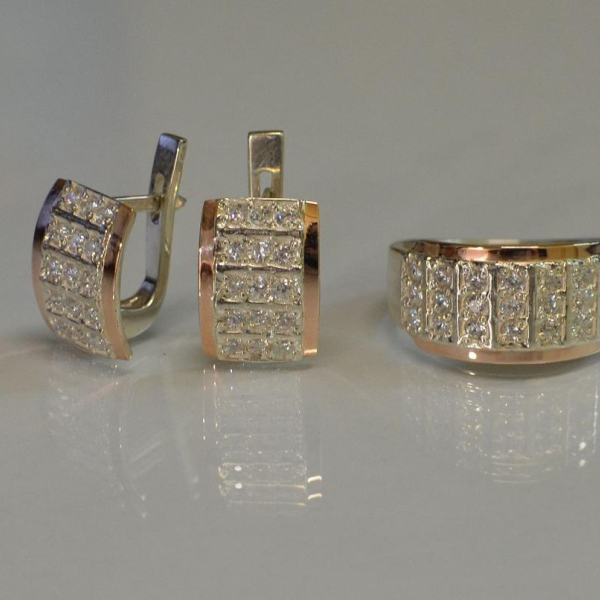 Срібний комплект з напайками з золота