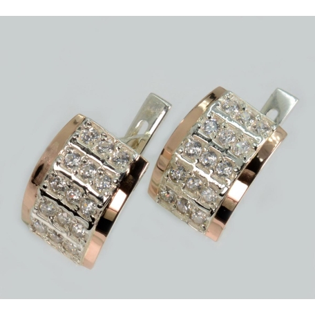 Серебряные серьги с золотыми вставками