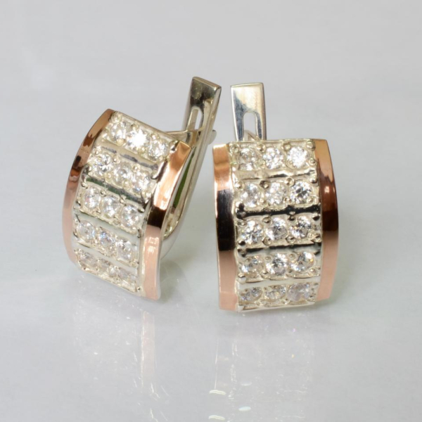 Срібні сережки з золотими вставками