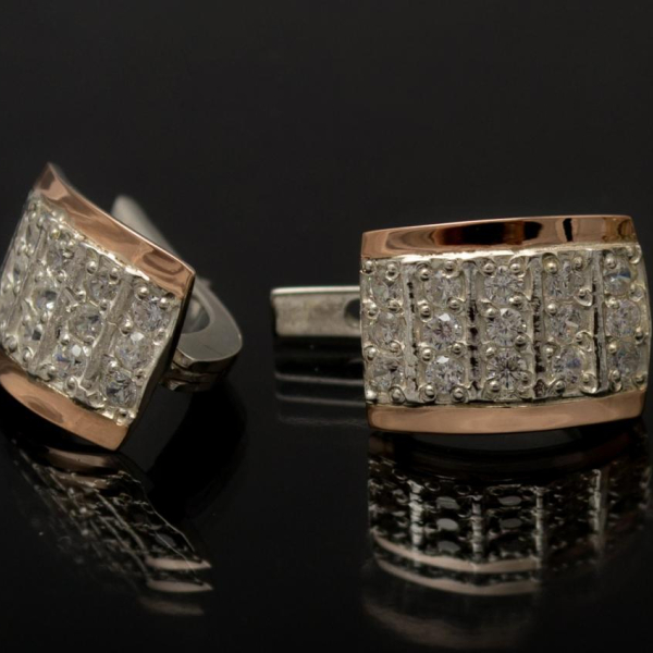 Срібні сережки з золотими вставками