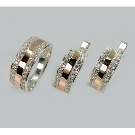 Серебряный комплект с напайками из золота