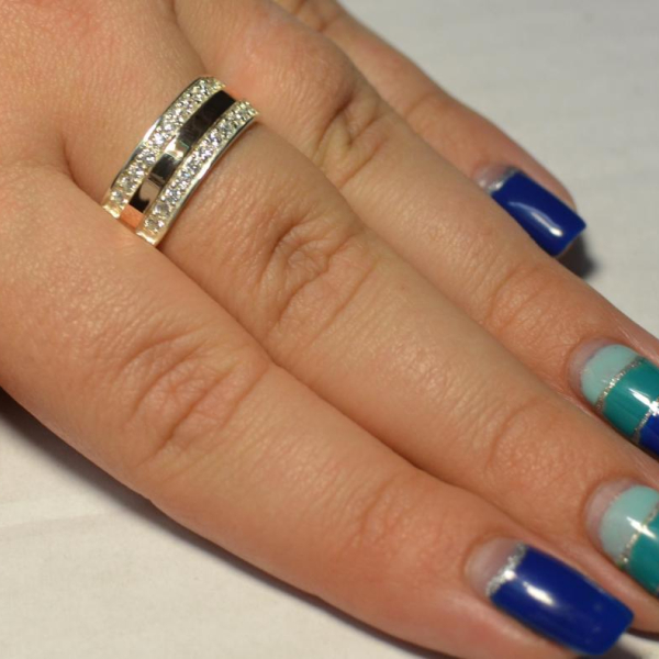 Срібна каблучка з золотими накладками