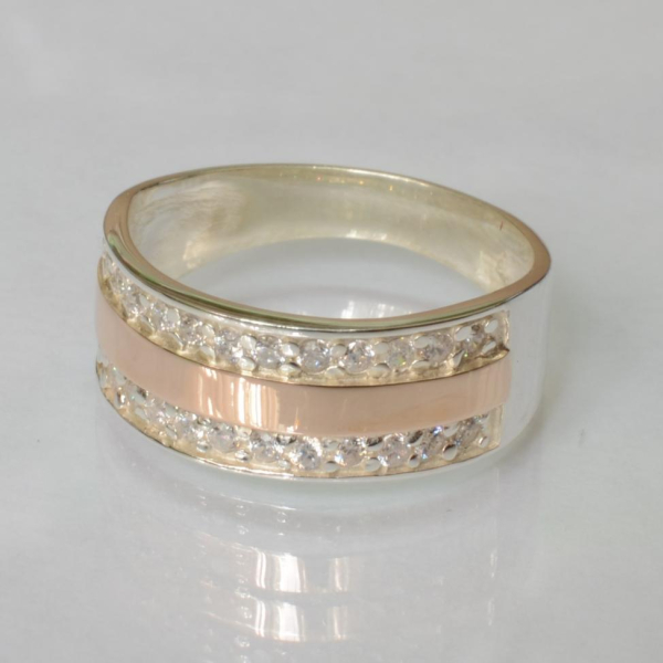 Срібна каблучка з золотими накладками