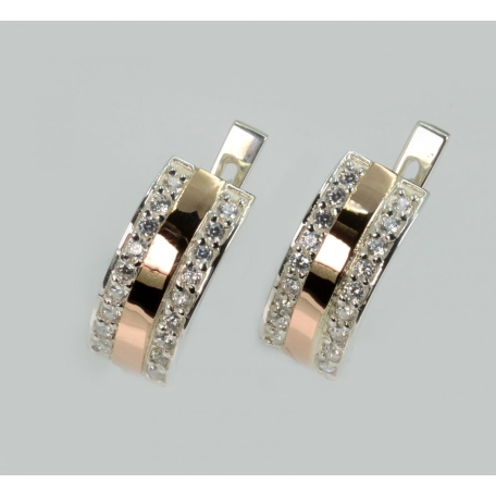 Серебряные серьги с  накладками из золота