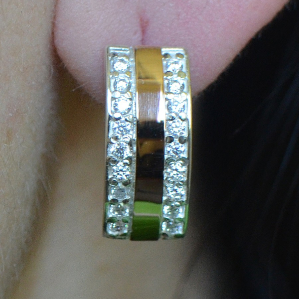 Срібні сережки з накладками з золота