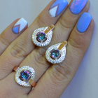 Срібний комплект з золотими вставками