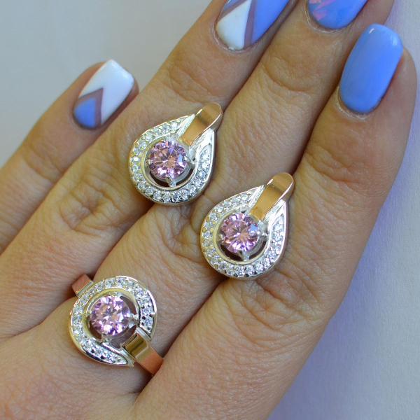 Срібний комплект з золотими вставками