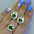 Срібний комплект з золотими вставками