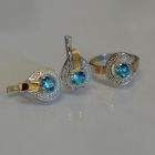 Срібний комплект з золотими вставками