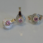 Срібний комплект з золотими вставками