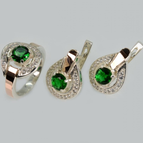 Срібний комплект з золотими вставками